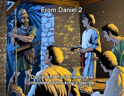 The young prophet Daniel with Shedrach, Meshach, and Abednego